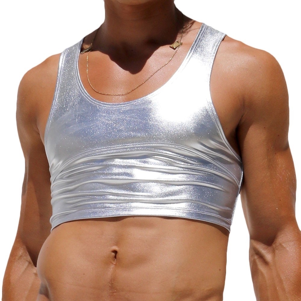 🌟 Rufskin Silver Men's Crop Tank Top - Unleash Your Style! 🌟Size Medium